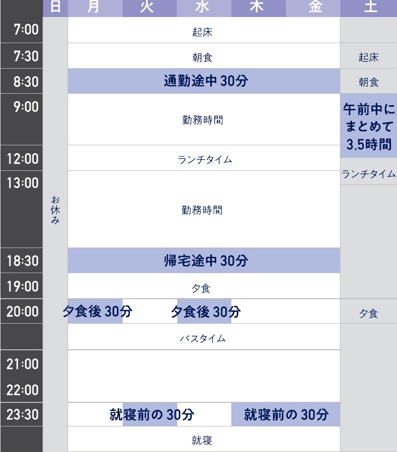 週末集中スタイルのスケジュール例